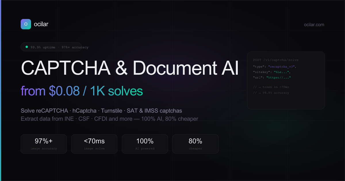 Captcha Solver Api hCaptcha Solver API: Automate hCaptcha in Python & Node.js — Ocilar